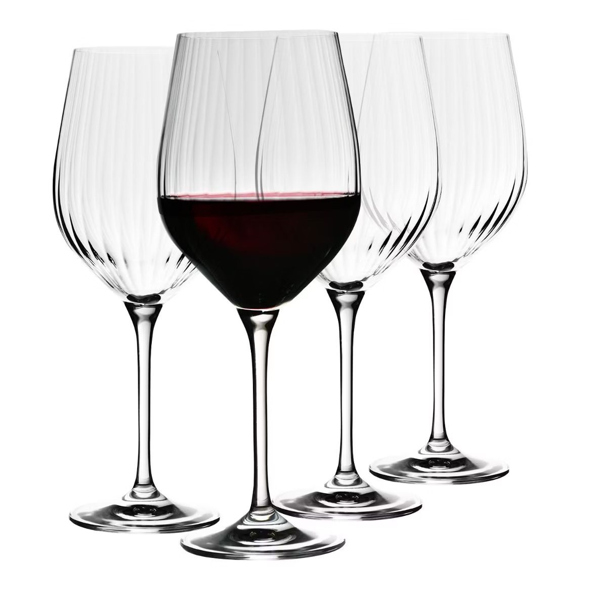 Krosno Red Wine Glasses | Set of 4 | 450 ML | Harmony Lumi Collection | Glasses Drinking Wedding Gift | Perfect for Home, Restaurants and Kitchen Set | Dishwasher Safe
