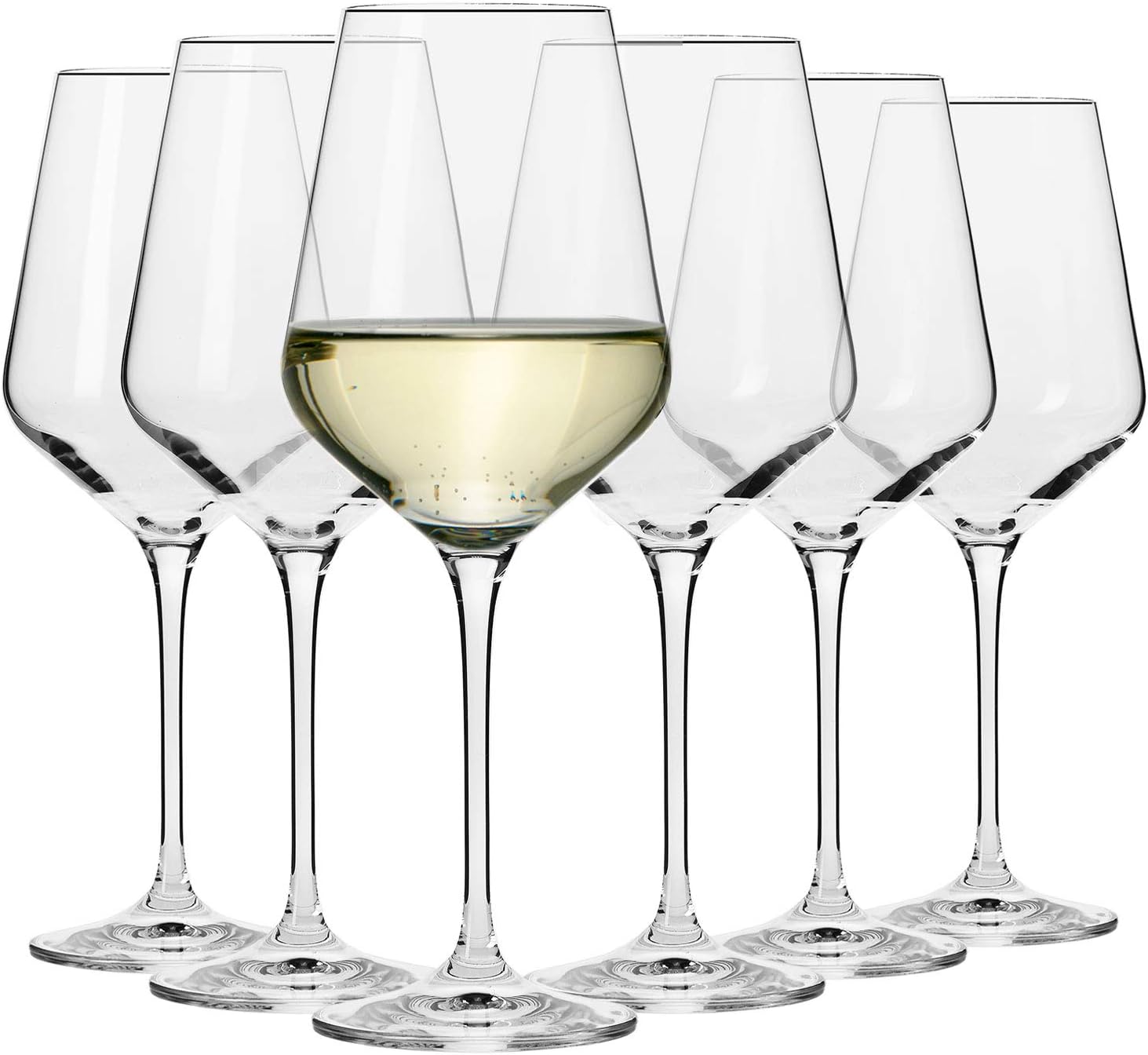 KROSNO Large White Wine Glasses | Set of 6 | 390 ML | Avant-Garde Collection | Wedding Gift Cocktail Set | Glass Drinking Crystal Wine Glass | Home Restaurants Kitchen | Dishwasher Safe | Made in EU