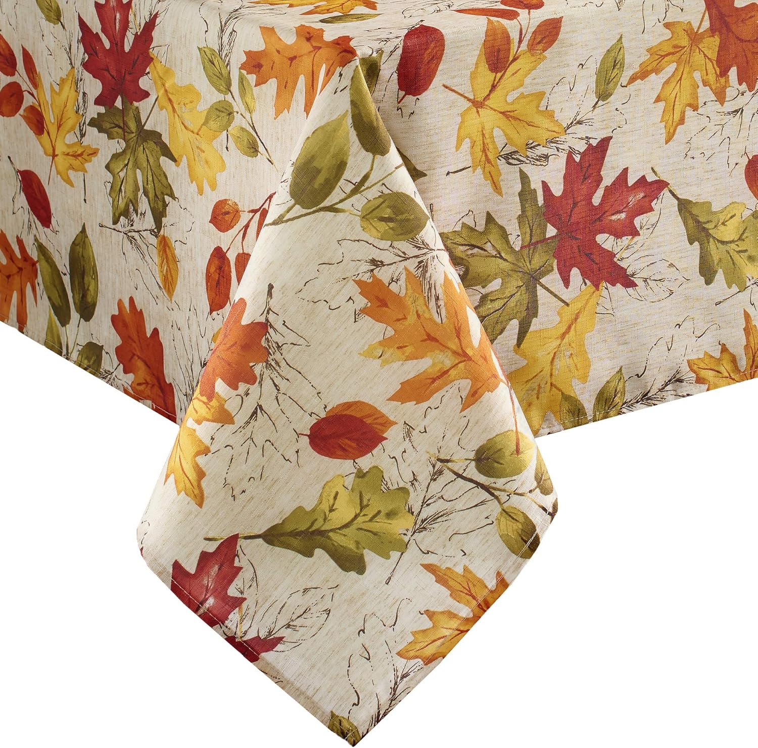 Elrene Home Fashions Autumn Leaves Fall Printed Wrinkle Resistant Tablecloth, Holiday Table Cover for Formal or Everyday Use, 60\\\\\\\