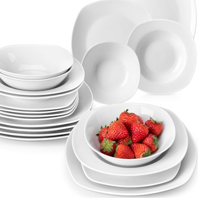 Set of 24 pieces white china plates and bowls