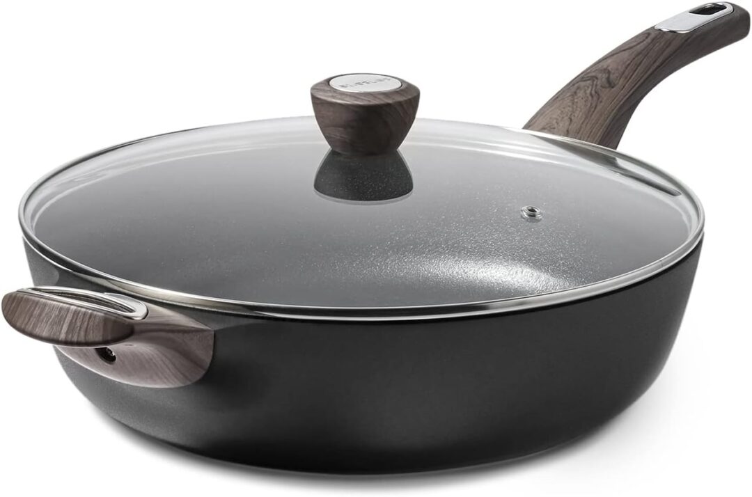SENSARTE 30cm Deep Nonstick Frying Pan,4.7L Saute Pan with Lid, Large Skillet, Nonstick Cookware, Induction Compatible, for All Stove Tops