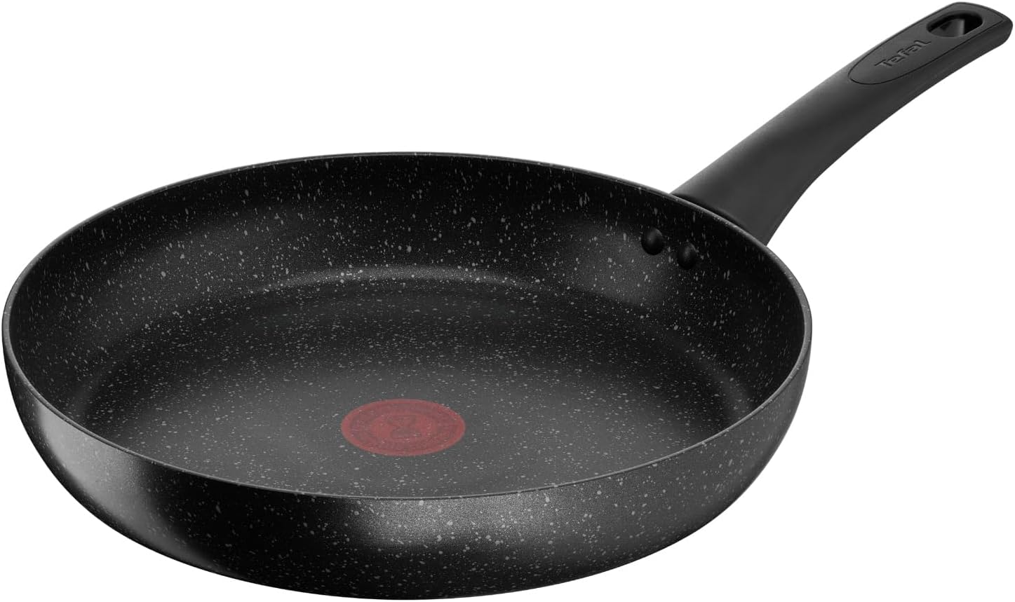 Tefal Titanium Stone Non-Stick Frying Pan 28 cm, High-Performance Non-Stick Durable Coating, Metal Safe, All Hobs Including Induction, Thermo-Signal, Black, E1050644