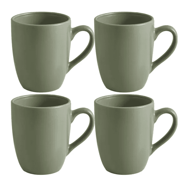 Set of 4 Stoneware Mugs - Sage
