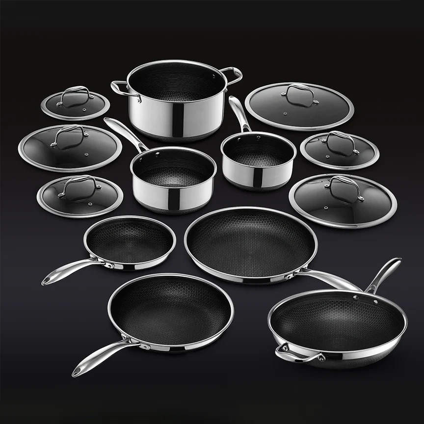 HexClad 13pc Hybrid Cookware Set w/ Lids