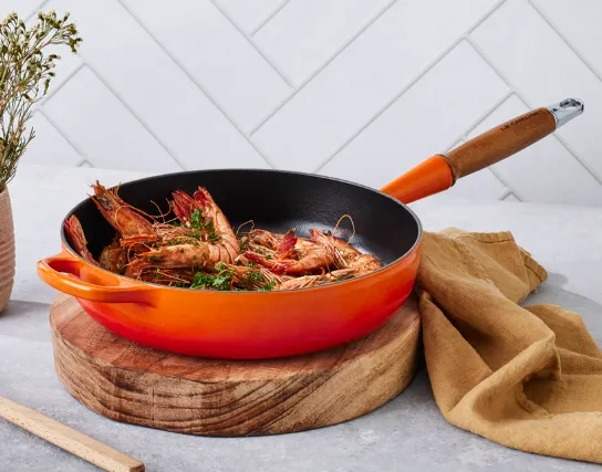 Le Creuset Cast Iron Sauté Pan with Wooden Handle 28cm