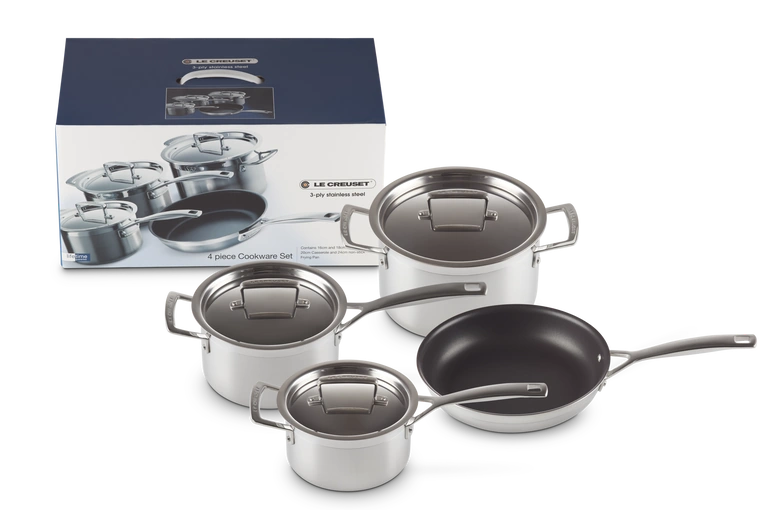 Le Creuset 3-ply Stainless Steel 4-piece Cookware Set