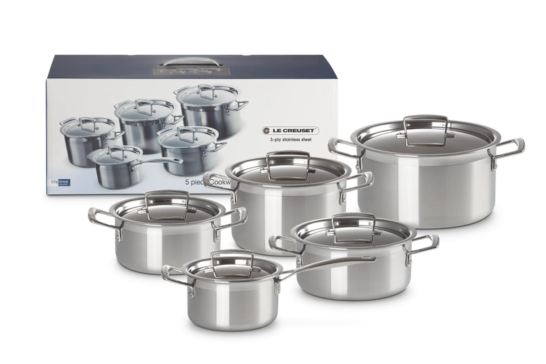 Le Crueset 3-ply Stainless Steel 5-piece Cookware Set