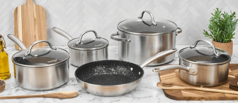 Prestige cookware on a worktop