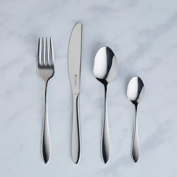 Viners Tabac Cutlery Set | 18/0 Stainless Steel | Set of 16 Pieces | Silver Mirror Finish | Serves 4 | Dishwasher Safe | Gift Box